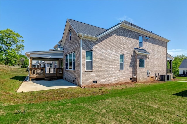 740 Enoree River Pl, Greer, SC 29651 - rear view of house with a patio, crawl space, a yard, and brick siding