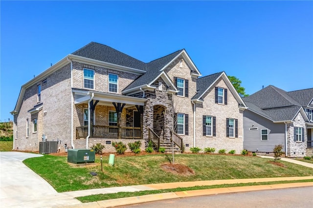 740 Enoree River Pl, Greer, SC 29651 - view of front of property featuring brick siding, a porch, and a front yard