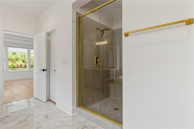 740 Enoree River Pl, Greer, SC 29651 - full bath featuring a shower stall and marble finish floors