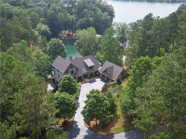 264 Featherstone Dr, Sunset, SC 29685 - aerial view of property and surrounding area featuring a nearby body of water and a heavily wooded area