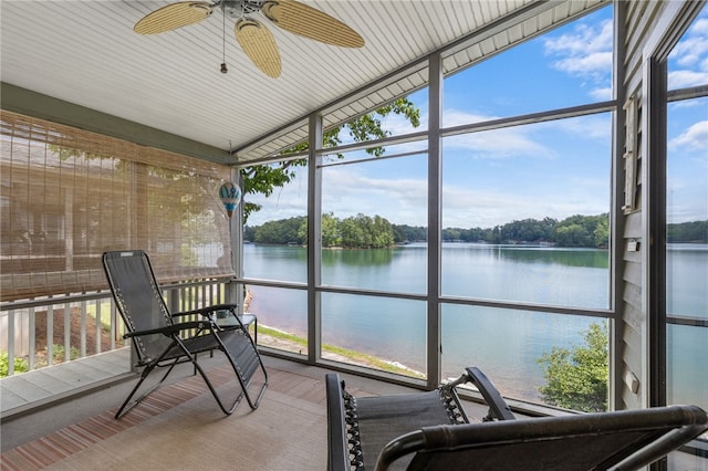 1230 Melton Rd Unit 24, West Union, SC 29696 - sunroom / solarium featuring a water view and a ceiling fan