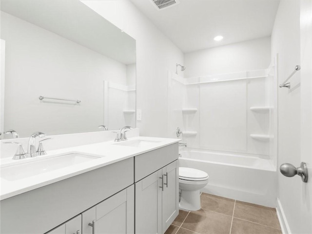 791 Burghley Cir, Greer, SC 29651 - full bathroom featuring double vanity, tile patterned floors,  shower combination, and recessed lighting