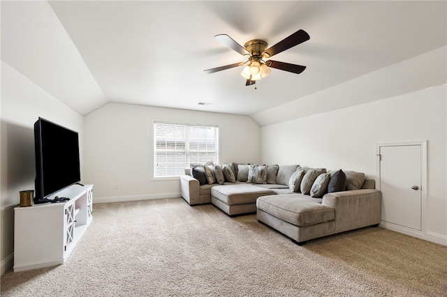 100 Dartford Ct, Easley, SC 29642 - living area featuring lofted ceiling, carpet flooring, and a ceiling fan