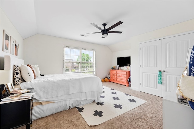 100 Dartford Ct, Easley, SC 29642 - carpeted bedroom with lofted ceiling, ceiling fan, and a closet
