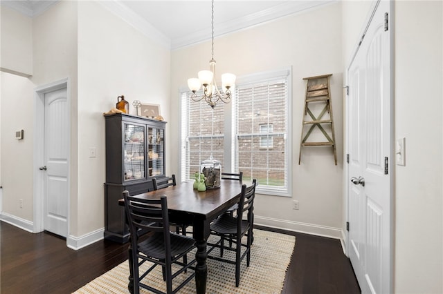 100 Dartford Ct, Easley, SC 29642 - dining area featuring a chandelier, dark wood-style floors, and ornamental molding