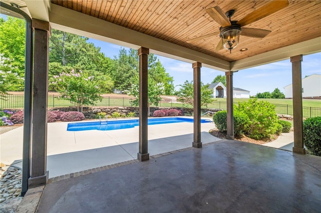 1219 Old Mill Rd, Easley, SC 29642 - fenced backyard with a ceiling fan and a patio area