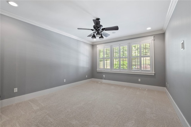 1219 Old Mill Rd, Easley, SC 29642 - unfurnished room with crown molding, light carpet, a ceiling fan, and recessed lighting