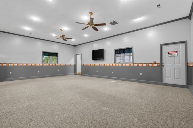 320 Whitfield Dr, Pendleton, SC 29670 - empty room featuring ceiling fan, ornamental molding, and recessed lighting