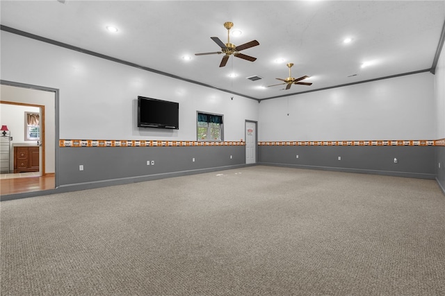 320 Whitfield Dr, Pendleton, SC 29670 - carpeted empty room with ceiling fan, recessed lighting, and crown molding