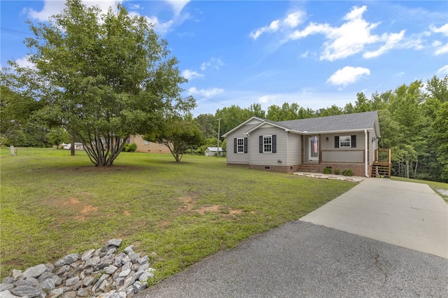 1330 Grove Rd, Anderson, SC 29621 - ranch-style house with crawl space, a front lawn, and driveway