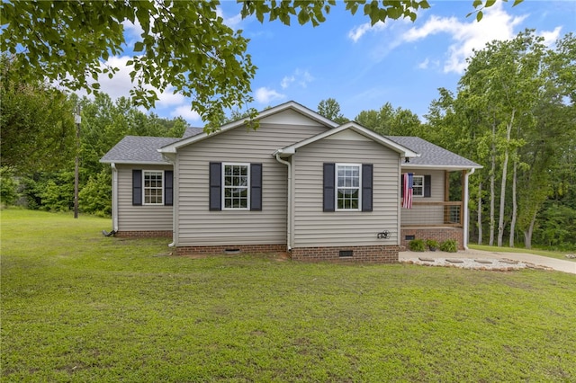 1330 Grove Rd, Anderson, SC 29621 - view of front of home featuring crawl space, a front yard, roof with shingles, and covered porch