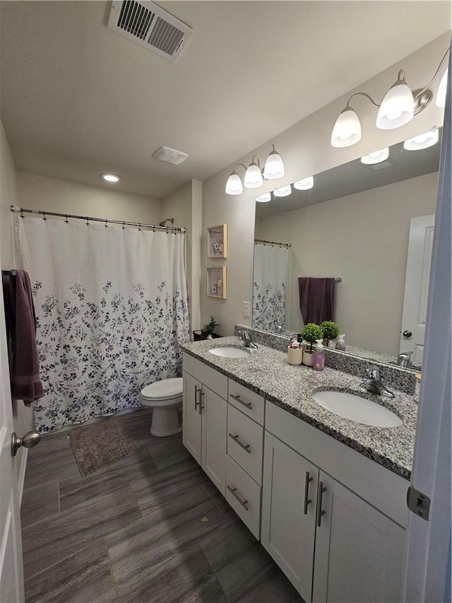406 Willow Grove Way, Anderson, SC 29621 - full bathroom featuring double vanity, recessed lighting, and a shower with shower curtain