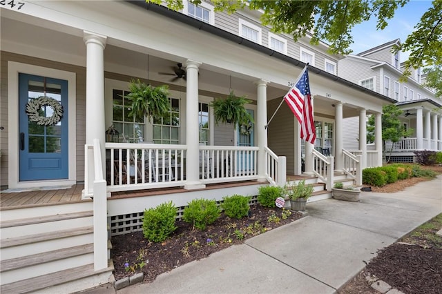 245 Thomas Green Blvd, Clemson, SC 29631 - doorway to property featuring covered porch and a ceiling fan