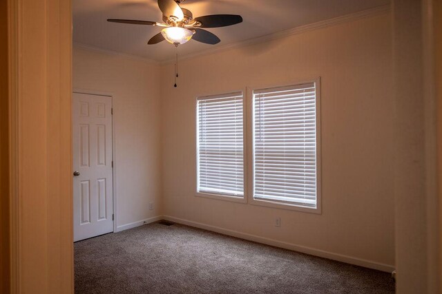 190 Edward Ln, Walhalla, SC 29691 - unfurnished room with carpet floors, a ceiling fan, and ornamental molding