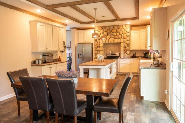 190 Edward Ln, Walhalla, SC 29691 - dining area featuring beamed ceiling and coffered ceiling