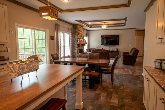 190 Edward Ln, Walhalla, SC 29691 - dining space featuring crown molding and a tray ceiling