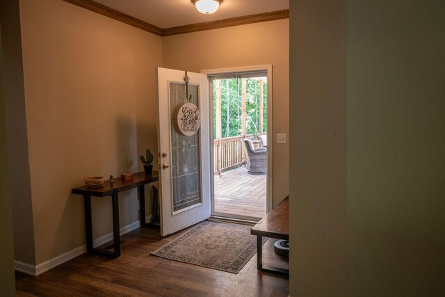 190 Edward Ln, Walhalla, SC 29691 - entrance foyer featuring ornamental molding and dark wood finished floors