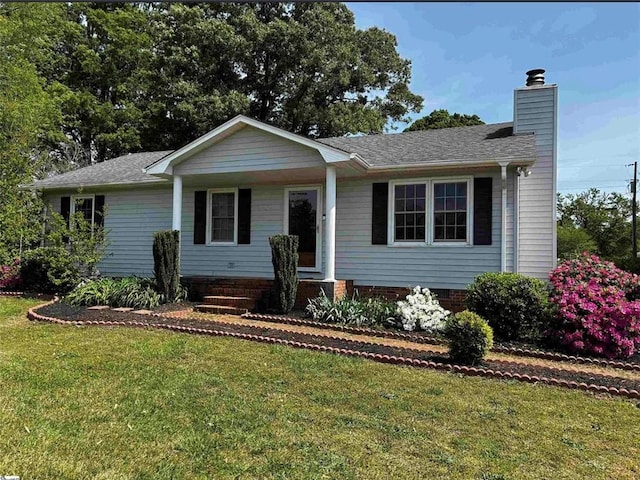 1573 John Dodd Rd, Spartanburg, SC 29303 - single story home featuring a front yard, covered porch, and a chimney