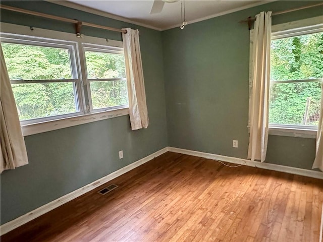 114 Bonnie Brae Ln, Walhalla, SC 29691 - unfurnished room featuring ornamental molding, wood-type flooring, plenty of natural light, and a ceiling fan