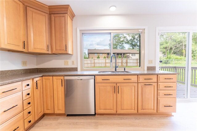 913 Berkeley Dr, Clemson, SC 29631 - kitchen with dishwasher, light brown cabinetry, and plenty of natural light