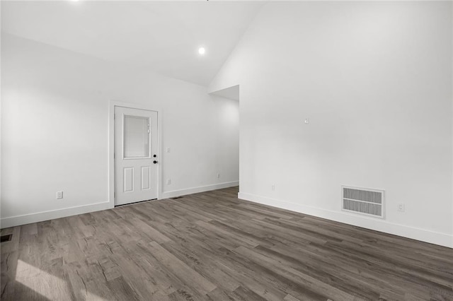 114 Hillcrest Cir, Anderson, SC 29624 - empty room featuring wood finished floors, recessed lighting, and high vaulted ceiling