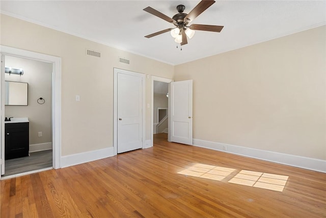 23 Gilmer Dr, Anderson, SC 29621 - unfurnished bedroom featuring light wood finished floors, ceiling fan, and crown molding