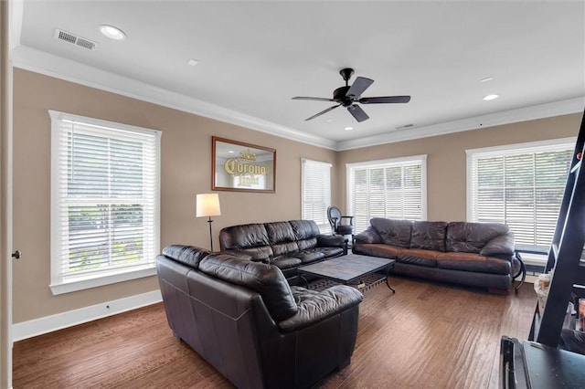 101 W Ln Unit 1000, Clemson, SC 29631 - living area featuring crown molding, a ceiling fan, wood finished floors, and recessed lighting