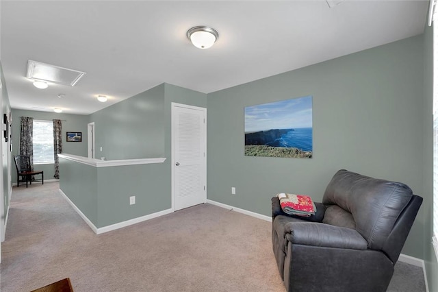 131 Colonial Walk, Pickens, SC 29671 - sitting room with carpet floors and attic access