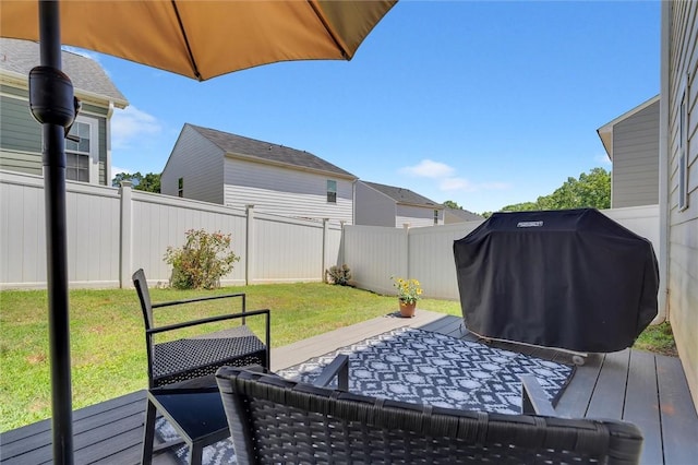 131 Colonial Walk, Pickens, SC 29671 - wooden deck with a grill and a fenced backyard