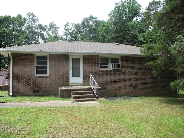 105 Leona Dr, Iva, SC 29655 - ranch-style home with crawl space, a front yard, brick siding, and a shingled roof