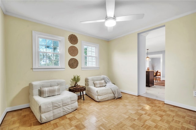 513 Shiloh Rd, Seneca, SC 29678 - sitting room with a ceiling fan and crown molding