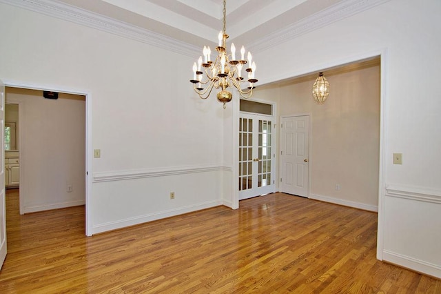 200 Smithfield Dr, Anderson, SC 29621 - spare room with a chandelier, light wood finished floors, and ornamental molding