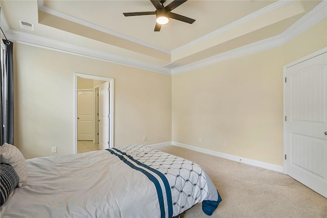 137 Golden Eagle Ln, Anderson, SC 29621 - bedroom featuring crown molding, carpet flooring, a raised ceiling, and ceiling fan