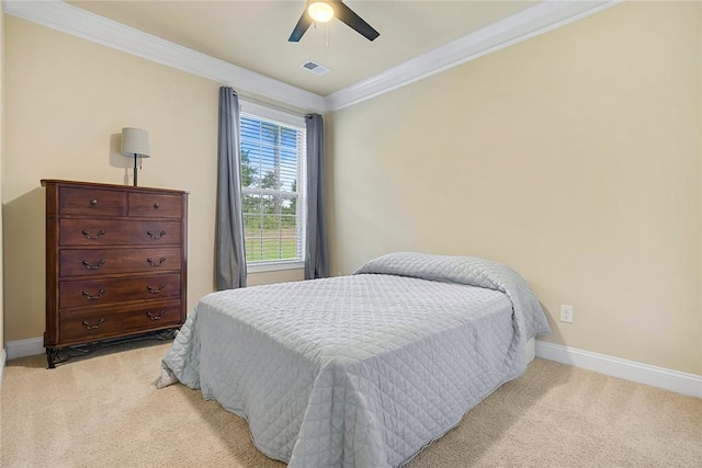 137 Golden Eagle Ln, Anderson, SC 29621 - bedroom with crown molding, light colored carpet, and a ceiling fan