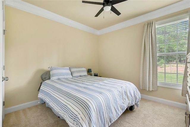 137 Golden Eagle Ln, Anderson, SC 29621 - bedroom featuring crown molding, light carpet, and ceiling fan