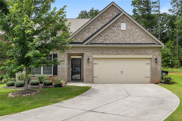 137 Golden Eagle Ln, Anderson, SC 29621 - view of front of home featuring brick siding, concrete driveway, a front yard, and a garage