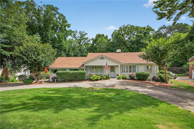 260 Riggs Dr, Clemson, SC 29631 - ranch-style house featuring a front lawn, curved driveway, and covered porch