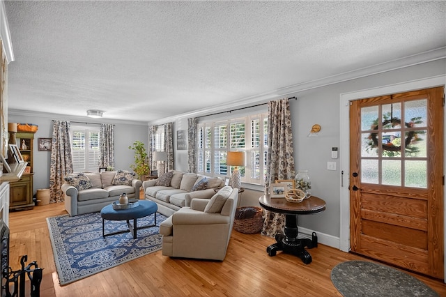 260 Riggs Dr, Clemson, SC 29631 - living area with a textured ceiling, ornamental molding, and wood finished floors