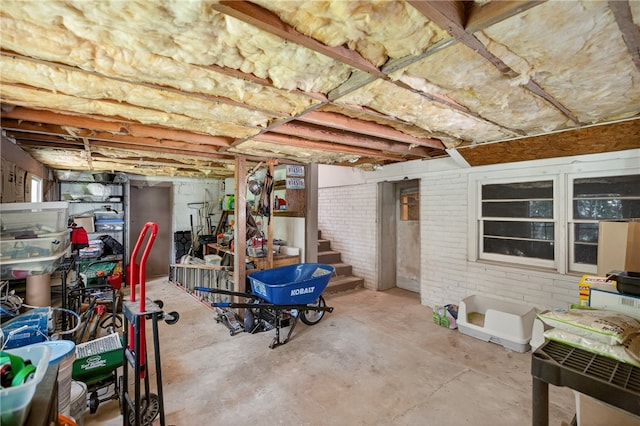 260 Riggs Dr, Clemson, SC 29631 - unfinished below grade area featuring brick wall and stairway