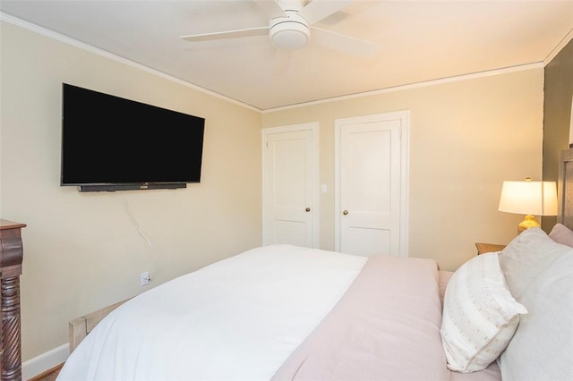 205 James St, Anderson, SC 29625 - bedroom with crown molding, ceiling fan, and a closet