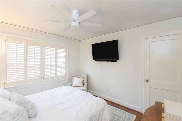 205 James St, Anderson, SC 29625 - bedroom with wood finished floors and a ceiling fan
