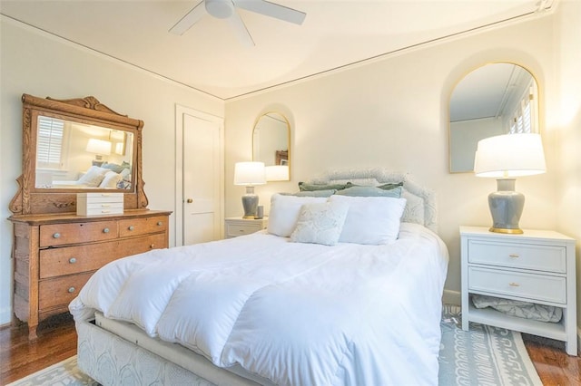 205 James St, Anderson, SC 29625 - bedroom with wood finished floors, ceiling fan, multiple windows, and arched walkways
