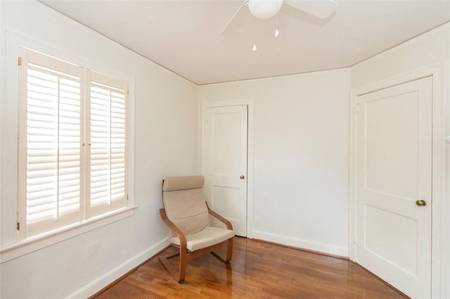 205 James St, Anderson, SC 29625 - sitting room featuring wood finished floors, healthy amount of natural light, and a ceiling fan