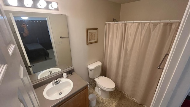 1132 Harts Ridge Dr, Seneca, SC 29678 - bathroom with vanity, curtained shower, and tile patterned flooring