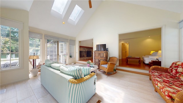 203 Ashley Rd, Clemson, SC 29631 - living room featuring high vaulted ceiling and a skylight