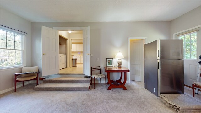 203 Ashley Rd, Clemson, SC 29631 - sitting room featuring washer / dryer and carpet flooring