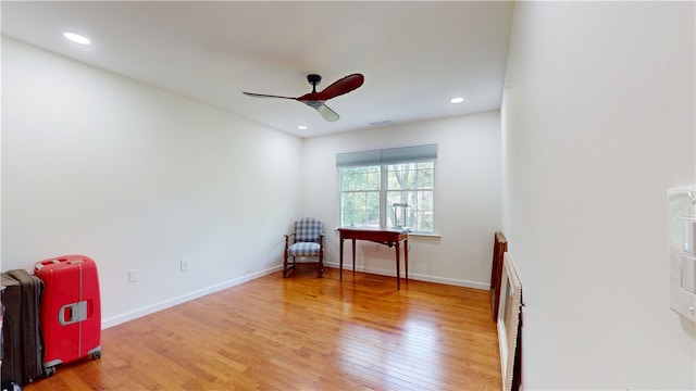 203 Ashley Rd, Clemson, SC 29631 - sitting room featuring light wood-style flooring, ceiling fan, and recessed lighting