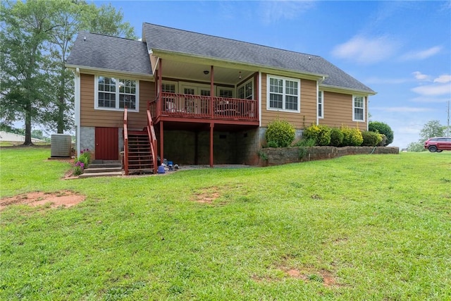 1339 Griffin Mill Rd, Easley, SC 29640 - rear view of property with stairway, a yard, a deck, and roof with shingles