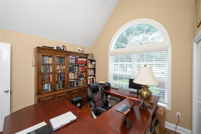 1339 Griffin Mill Rd, Easley, SC 29640 - office with plenty of natural light, lofted ceiling, and wood finished floors