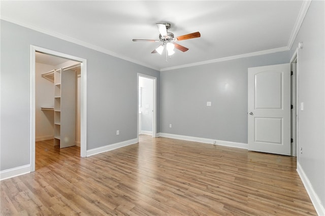 159 Rabbit Rd, Pickens, SC 29671 - empty room with ceiling fan, crown molding, and light wood finished floors